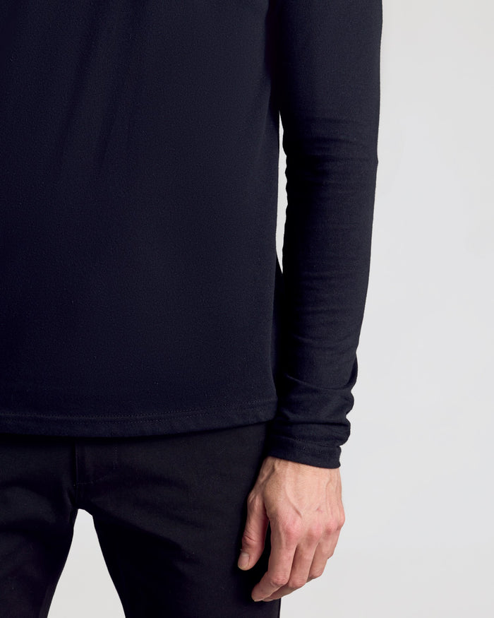 All Black Classic Henley 6-Pack worn by model.