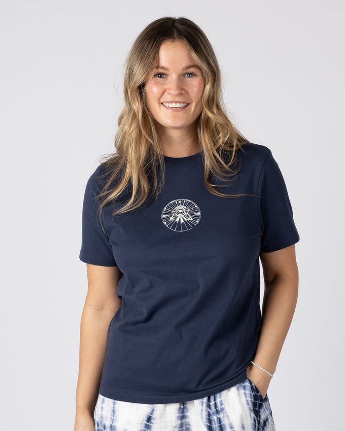 All Seeing Womens Short Sleeve T-Shirt In Dress Blue
