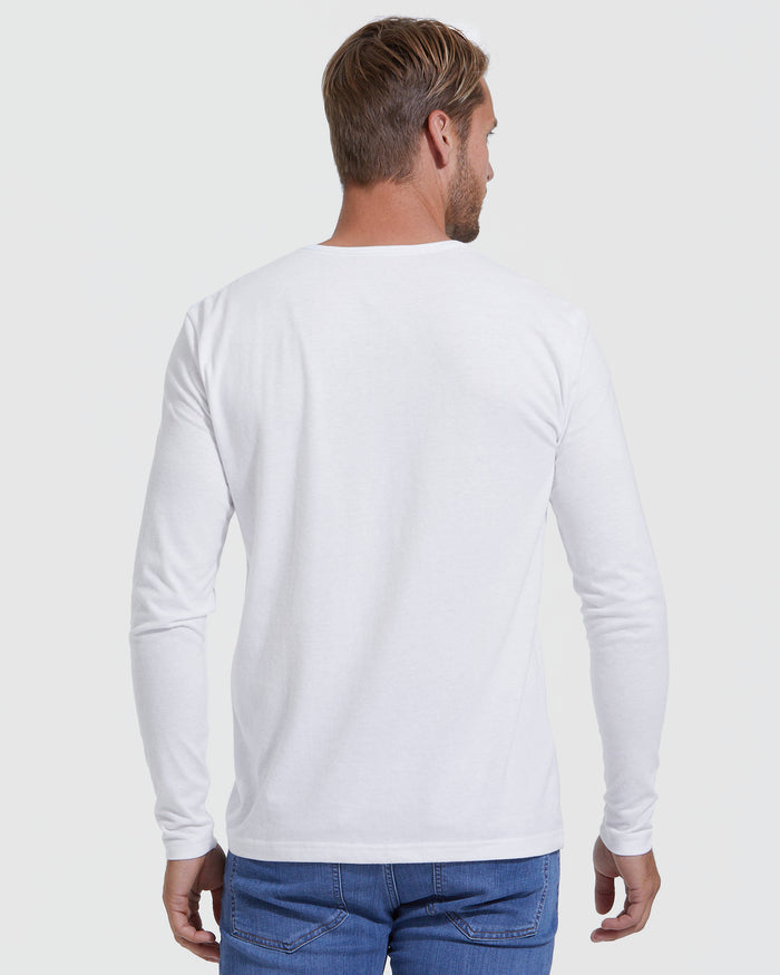 All White Classic Henley 6-Pack, back view, against neutral background.