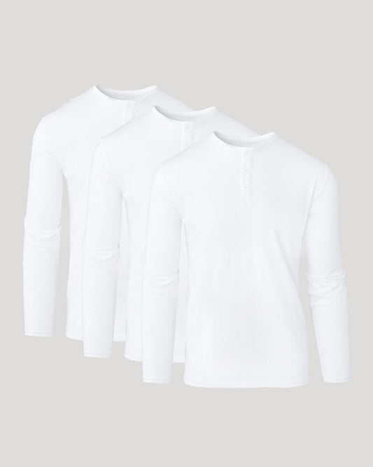 All White Classic Henley 3-Pack displayed side by side.