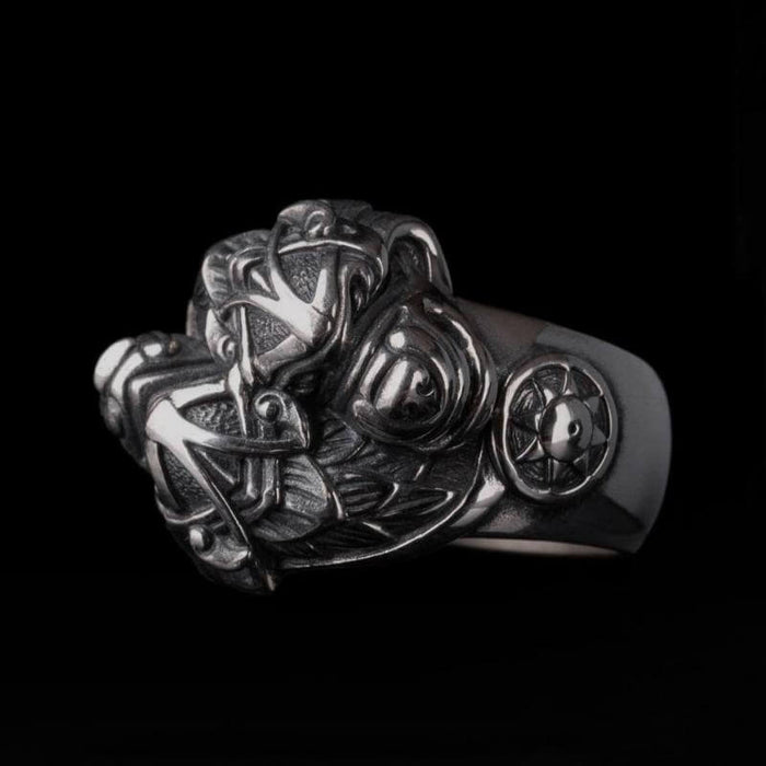 vkngjewelry Bagues Wolf Viking Silver Ring Hati and Skoll