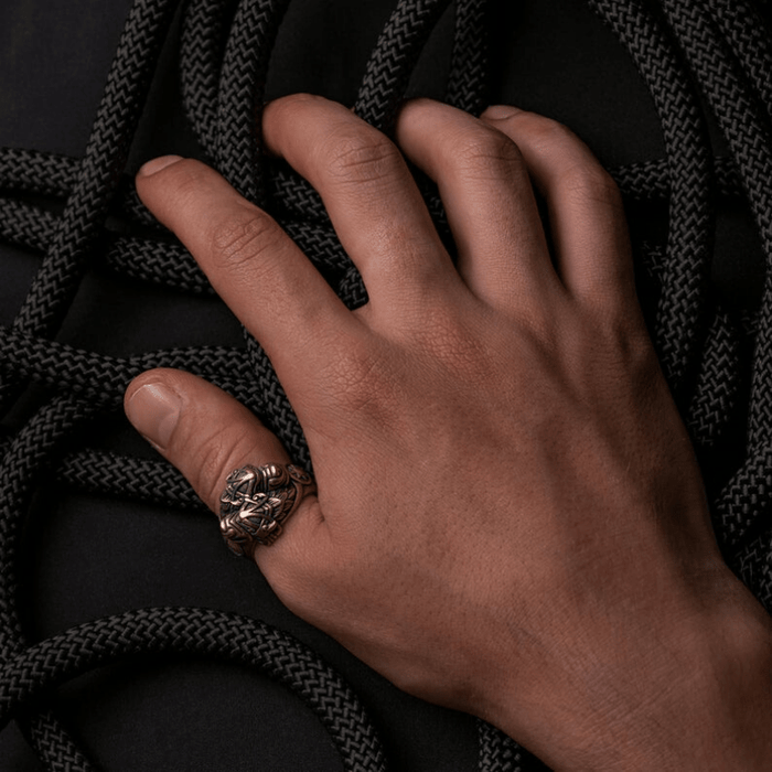 vkngjewelry Bagues Wolf Viking Silver Ring Hati and Skoll