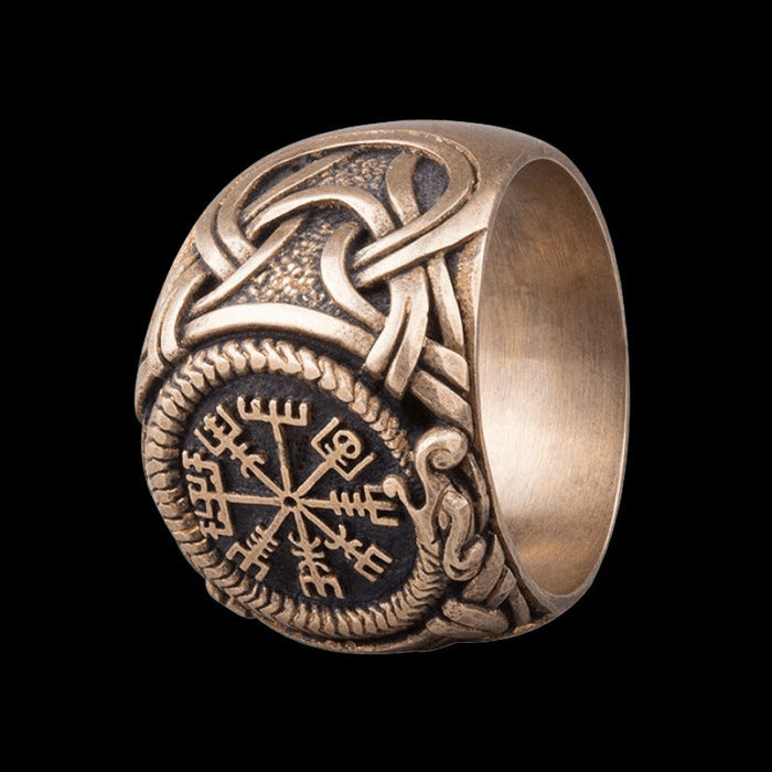 vkngjewelry Bagues Handcrafted Vegvisir Ring Bronze