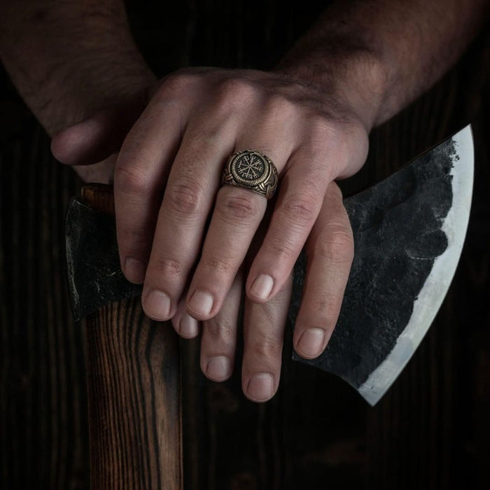 vkngjewelry Bagues Vegvisir Ring Bronze