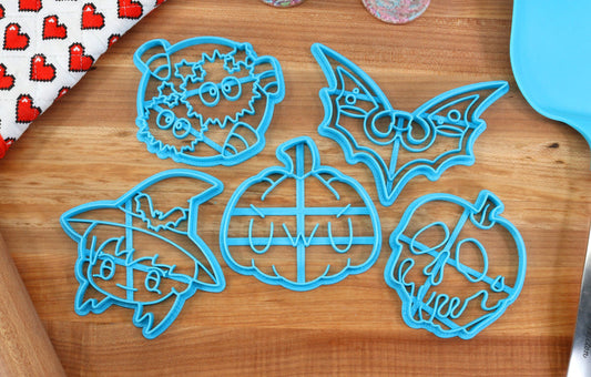 Anime Halloween Cookie Cutters - UWU Pumpkin, Anime Witch, Bat Potion, Skull Apple, Sugar Sprite - Kawaii gift for Anime Lovers