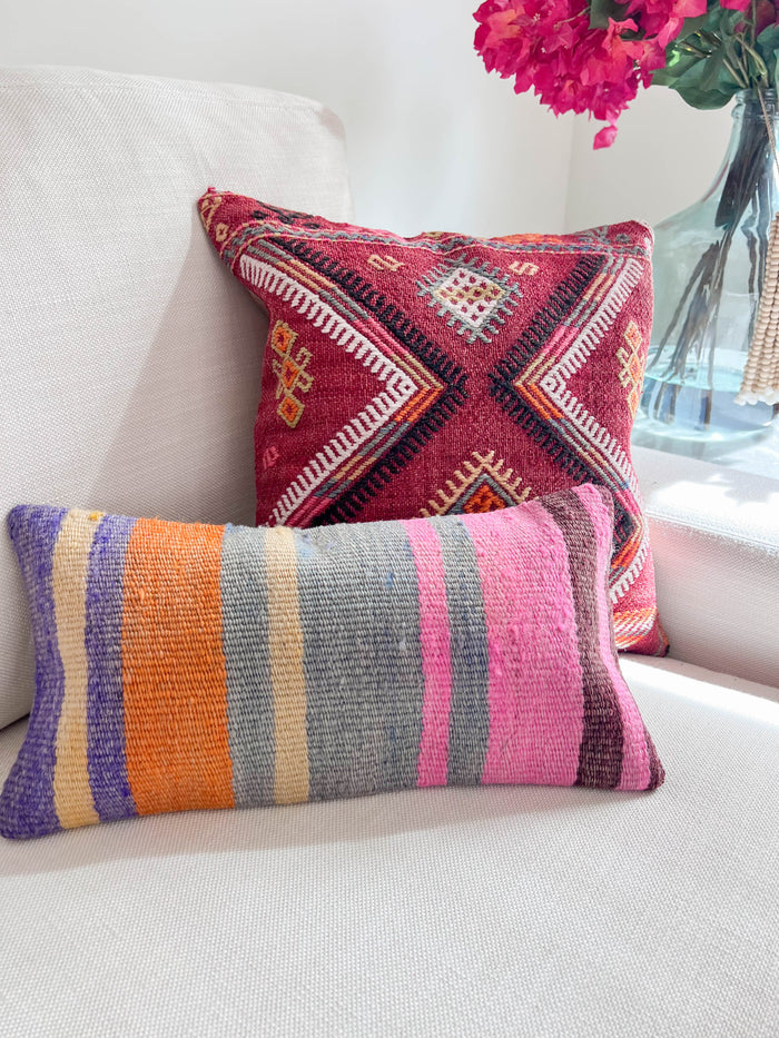 April Lumbar Kilim Pillow (8x16)