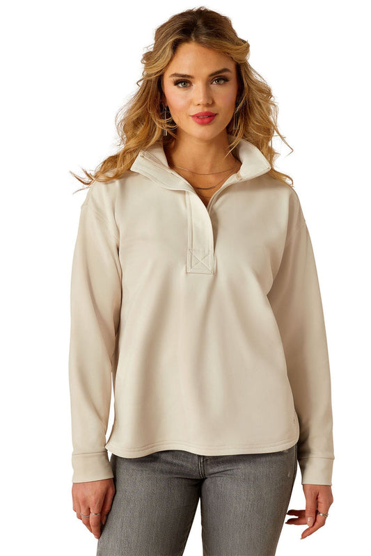Woman in beige fleece pullover, S25_WMS_WEST_10054496_front