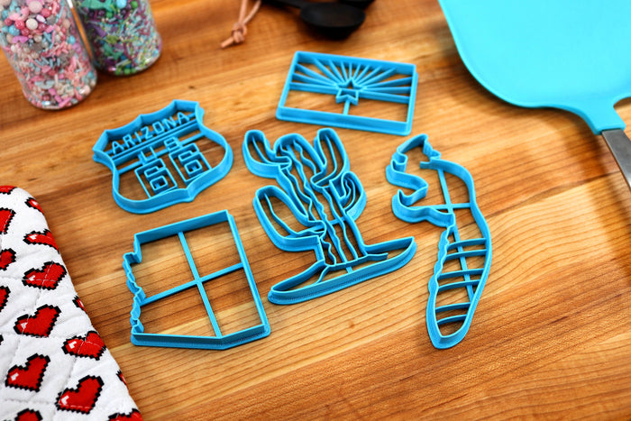 Arizona Cookie Cutters - Arizona Outline, Arizona Flag, Route 66, Desert Cactus, Ring Tailed Cat- AZ Gift Idea