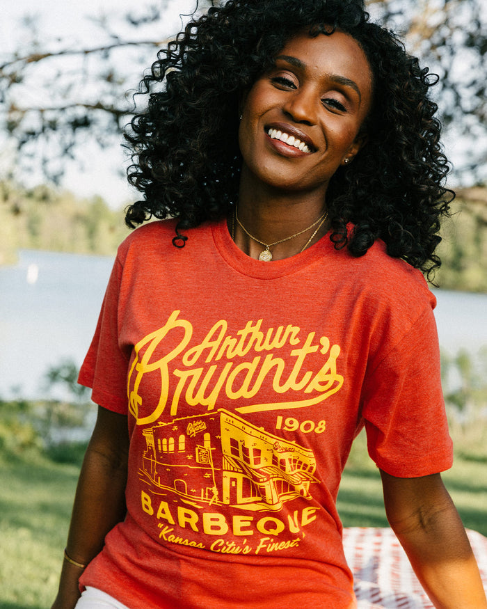 Red Arthur Bryant's Barbeque Heather Vintage T-Shirt Lifestyle