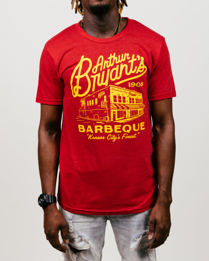 Red Arthur Bryant's Barbeque Heather Vintage T-Shirt Front
