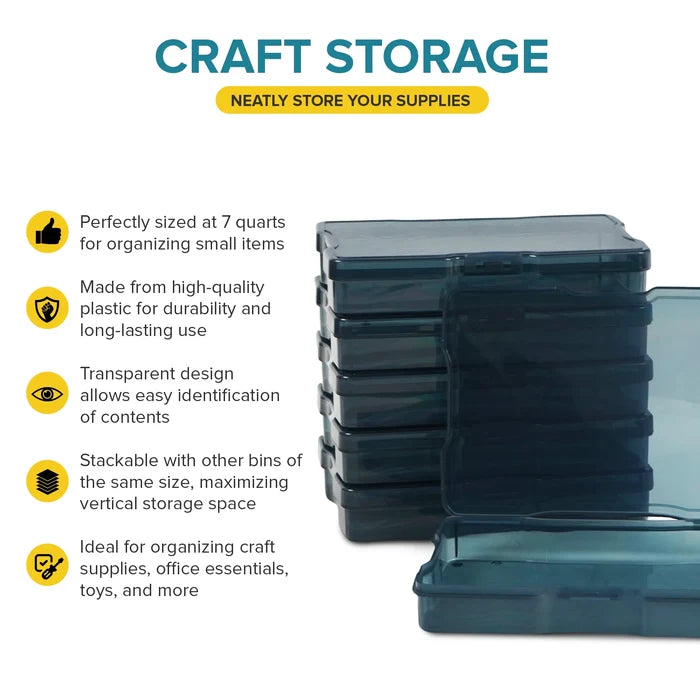 Artist Concepts Craft Storage Containers Art Supplies Stackable Storage Bins, Black, 6 Pack