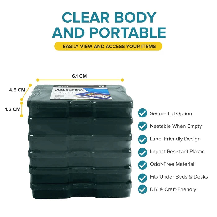 Artist Concepts Craft Storage Containers Art Supplies Stackable Storage Bins, Black, 6 Pack