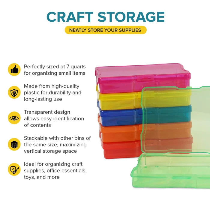 Artist Concepts Craft Storage Containers Art Supplies Stackable Storage Bins, Multicolor, 6 Pack