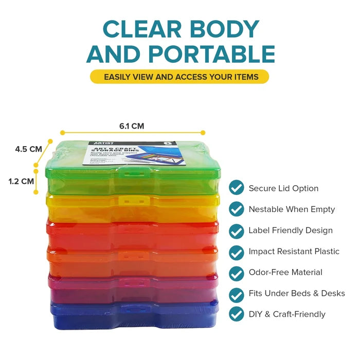 Artist Concepts Craft Storage Containers Art Supplies Stackable Storage Bins, Multicolor, 6 Pack
