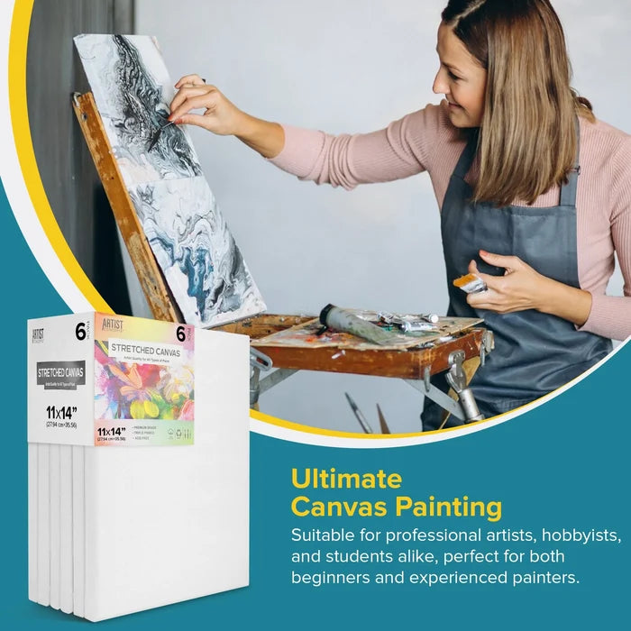 Artist Concepts Pre-Stretched Sturdy Blank Canvas Frames For Painting Crafts, 11x14”, 6 Pack