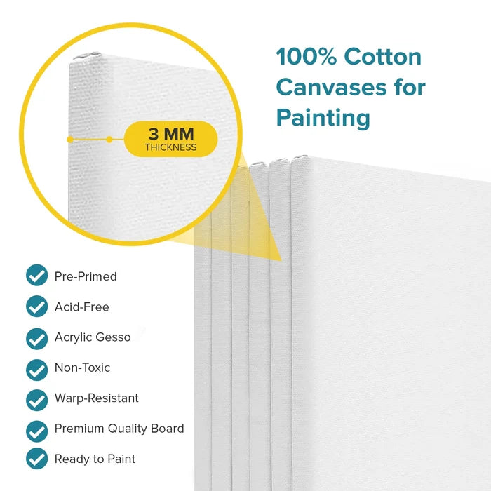 Artist Concepts Pre-Stretched Sturdy Blank Canvas Frames For Painting Crafts, 11x14”, 6 Pack