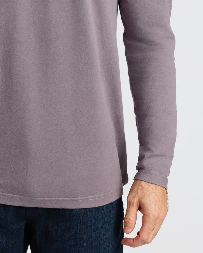 Ashberry Classic Long Sleeve Henley worn with dark jeans.