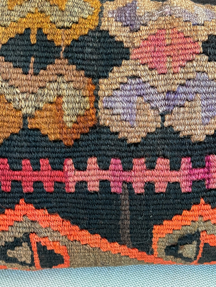 traditional Handmade Turkish kilim pillow cover made with vintage rugs 12x20 bold scandanavian design