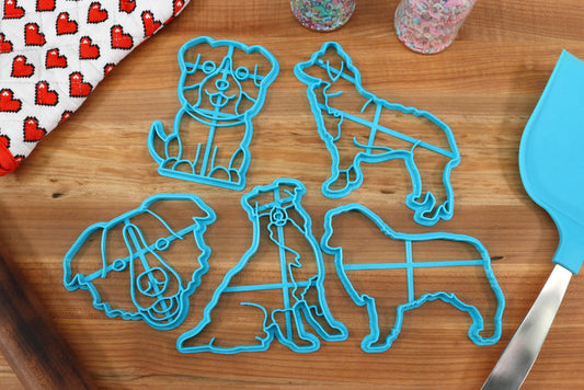 Australian Shepherd Cookie Cutters - Cute Aussie, Aussie Face, Australian Shepherd Stack, Sitting Aussie -  Aussie Gift