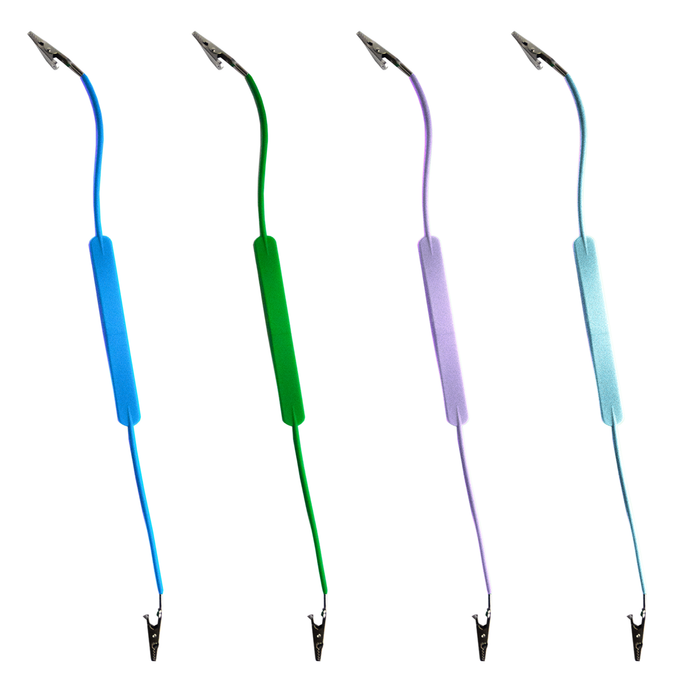 Autoclavable silicone dental bib holders in blue, green, lavender and sky blue