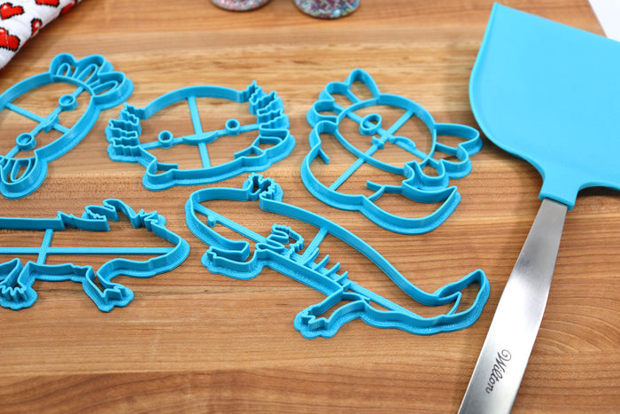 Axolotl Cookie Cutters Set 2 - Axolotl Body, Axolotl Face, Axolotl Happy, Axolotl Hug, Axolotl Outline- Axolotl Gift Idea
