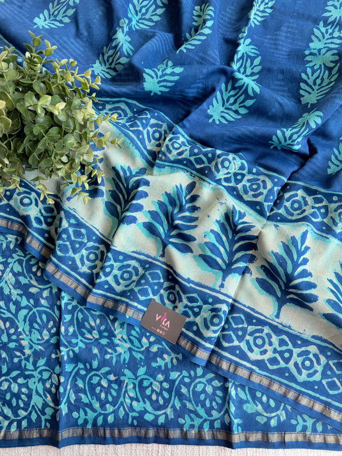 Bagru printed chanderi saree