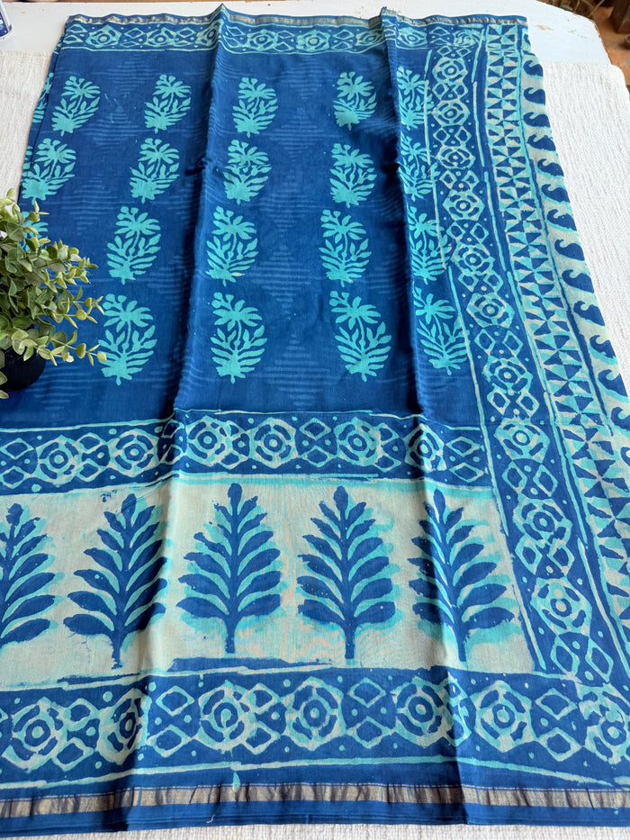 Bagru printed chanderi saree