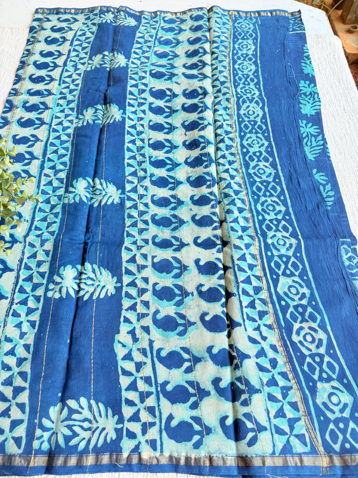 Bagru printed chanderi saree