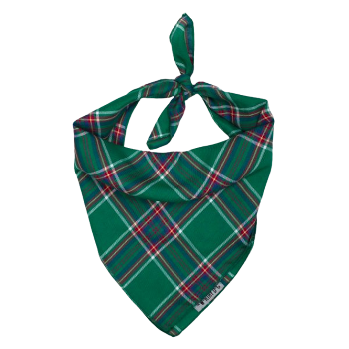 Green plaid bandana on a white background