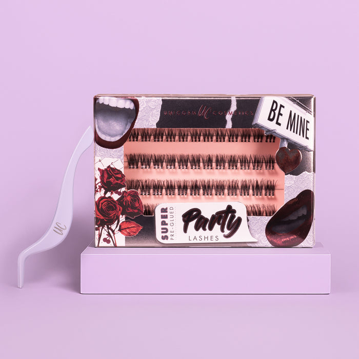 Be Mine Super Pre-Glued Party Lashes + Tweezer Duo - Unicorn Cosmetics