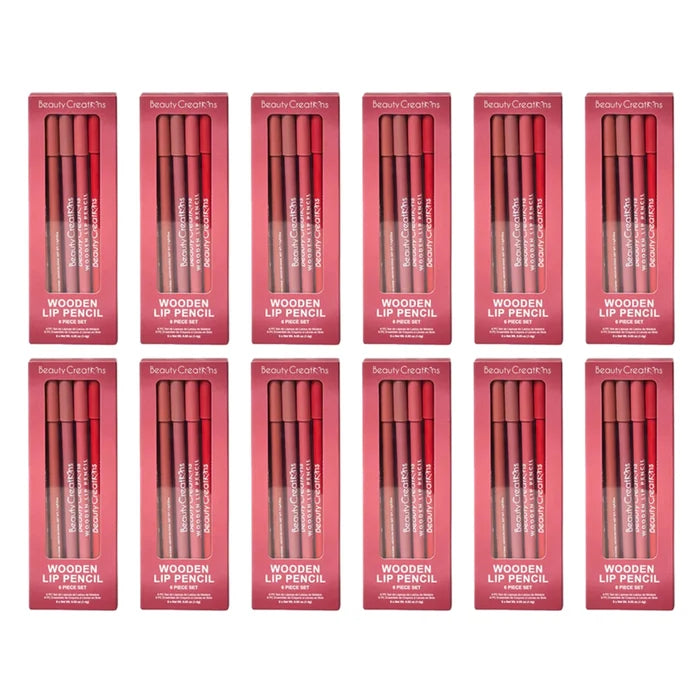 Beauty Creations Wooden Lip Pencil (Wine) 6pc Set