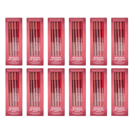 Beauty Creations Wooden Lip Pencil (Wine) 6pc Set