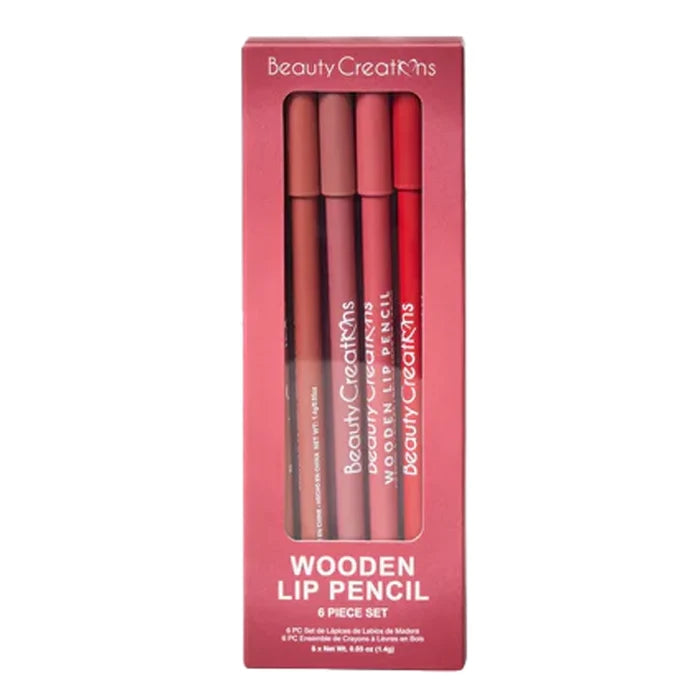 Beauty Creations Wooden Lip Pencil (Wine) 6pc Set