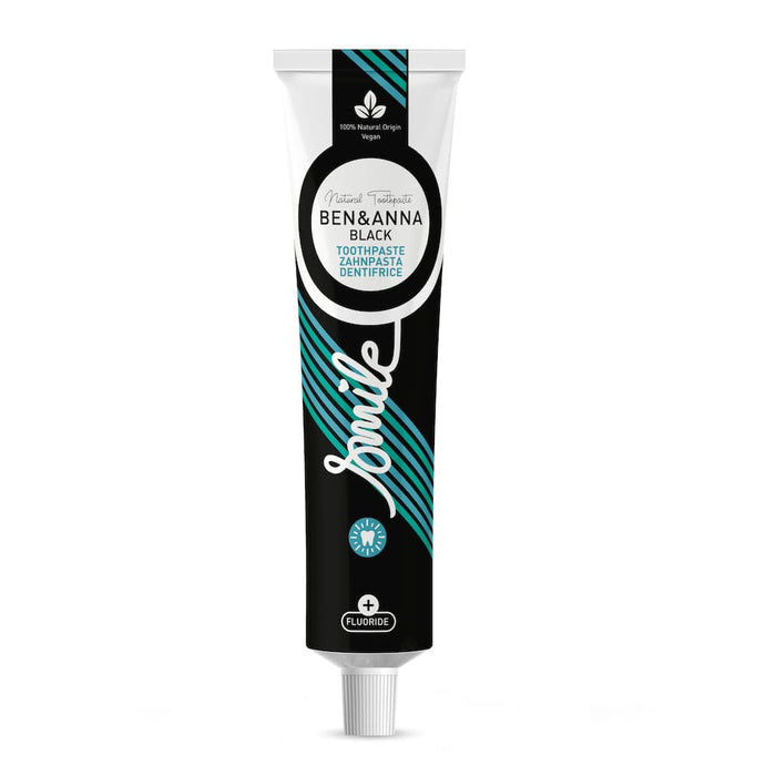 Ben & Anna Vegan Toothpaste Tube with Fluoride - Black Activated Charcoal &Keep