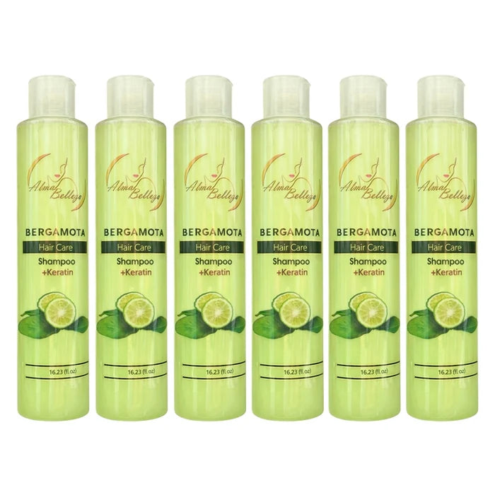 Bergamot & Keratin Hair Care Shampoo - Pack of 6 (16.23 fl oz / 480 ml Each) | Revitalizing & Strengthening Citrus Shampoo
