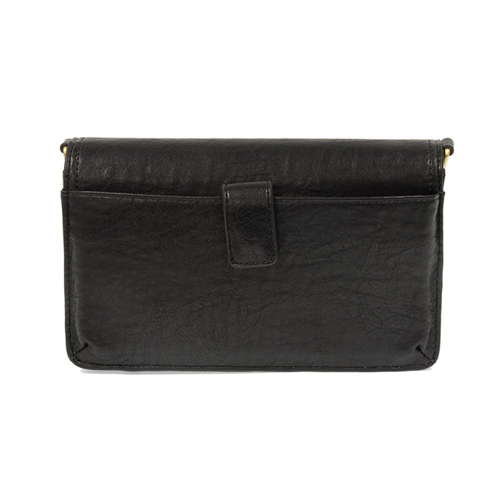 Black Vegan Leather Mini Foldover Billie Crossbody Back View Phone Pocket
