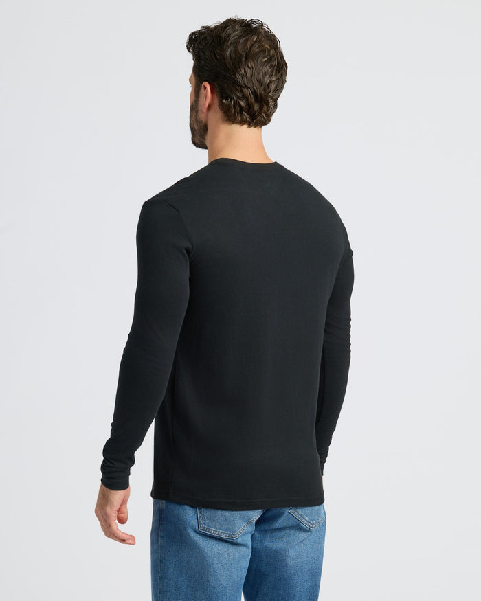 Black & White Classic Long Sleeve Crew Neck 10-Pack, back view on model.