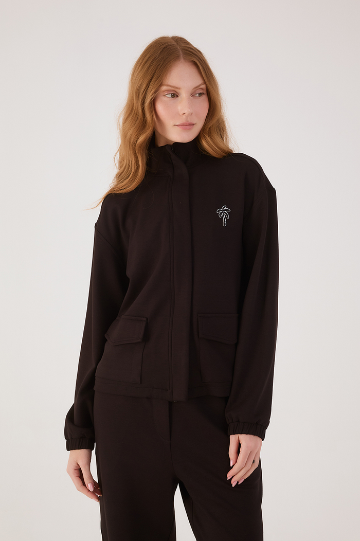 Black Topstitching Long Sleeve Jacket_2