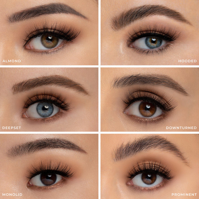 Blessing false eyelashes on a almond eye shape, hooded eye shape, deepset eye shape, downturned eye shape, monolid eye shape, and prominent eye shape