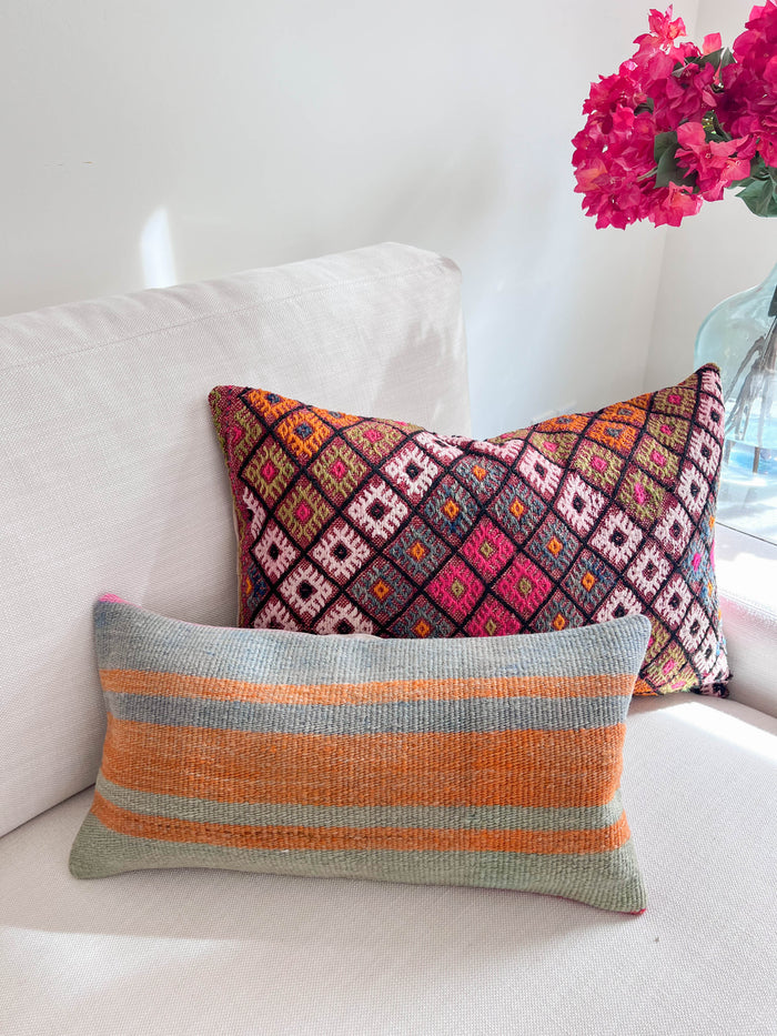 Bloom Vintage Kilim Lumbar Pillow (16x24)
