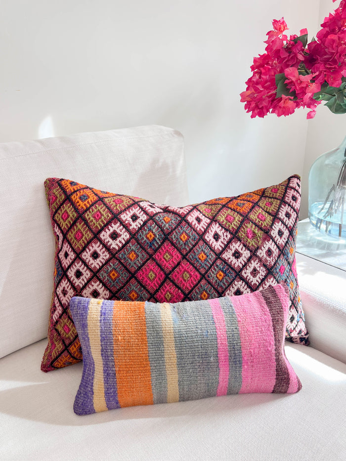 Bloom Vintage Kilim Lumbar Pillow (16x24)