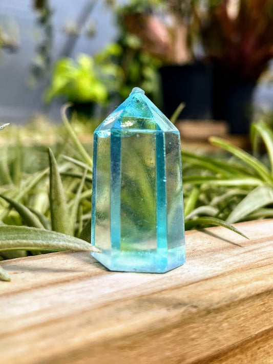 Blue Aura Quartz Crystal Point