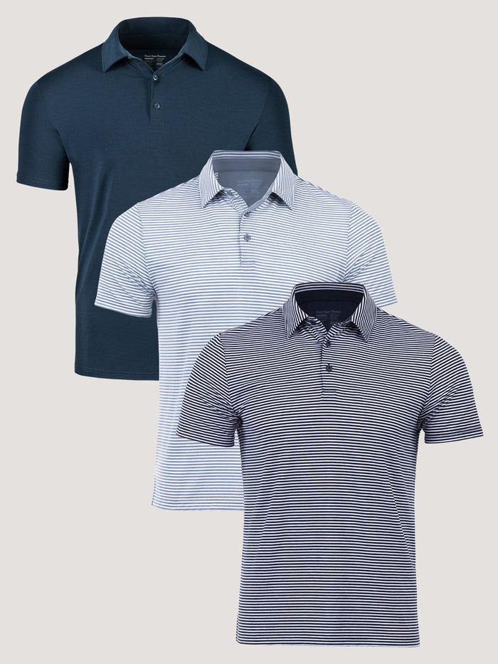 New Striped Performance Polo Pack | Fresh Clean Threads
