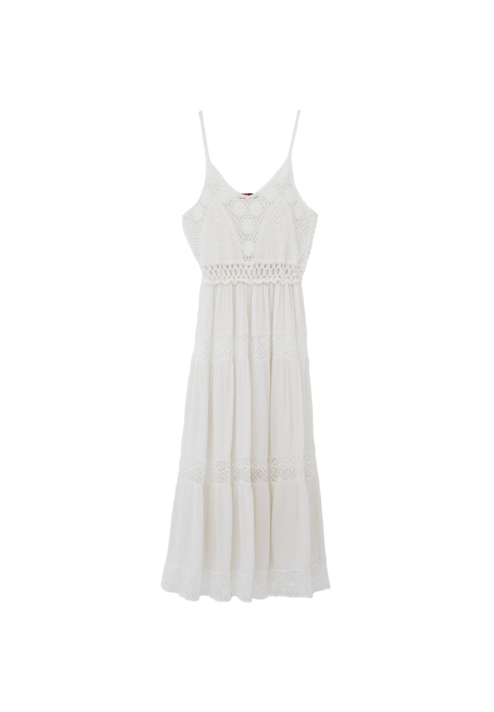 Bohemian Style Deep Neck Dress - ICE MILK