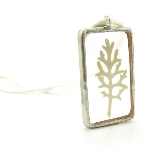 Dusty Miller Botanical Soldered Glass Pendant Necklace