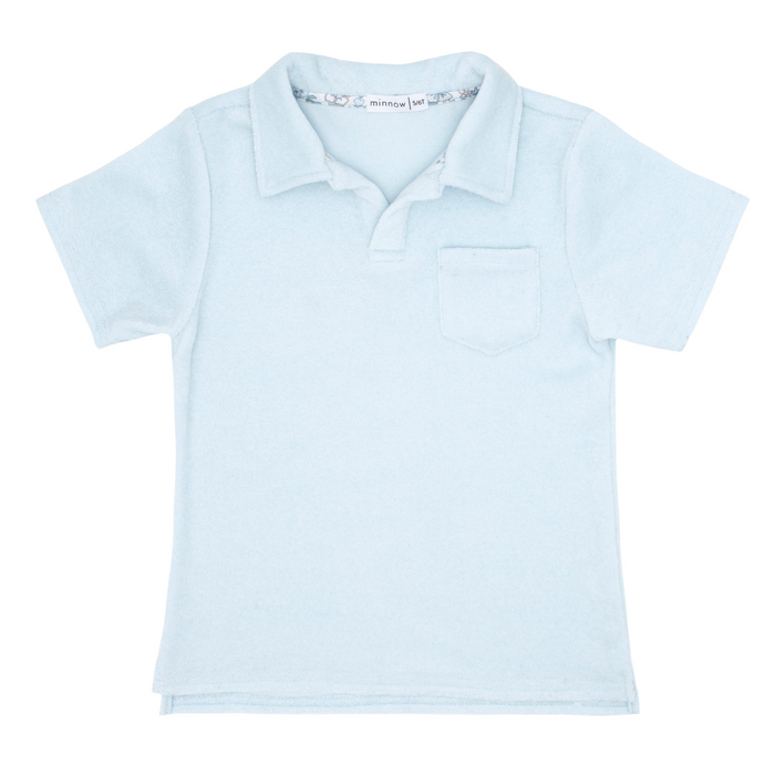 boys light blue french terry polo