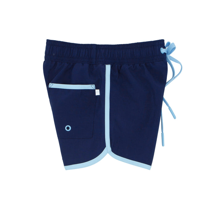 boys navy boardie with side binding