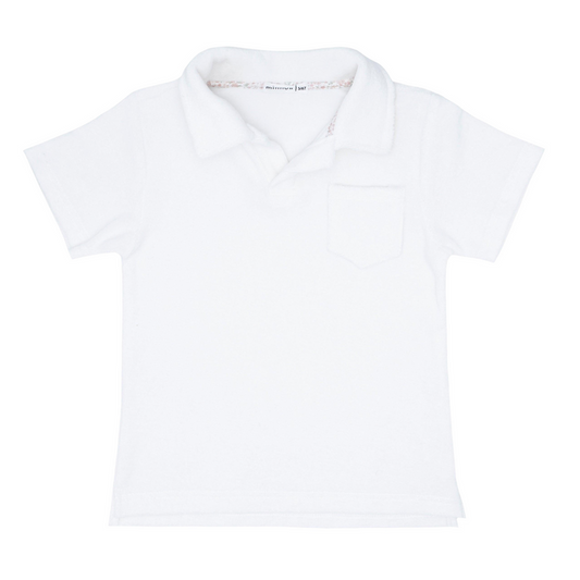 boys white french terry polo