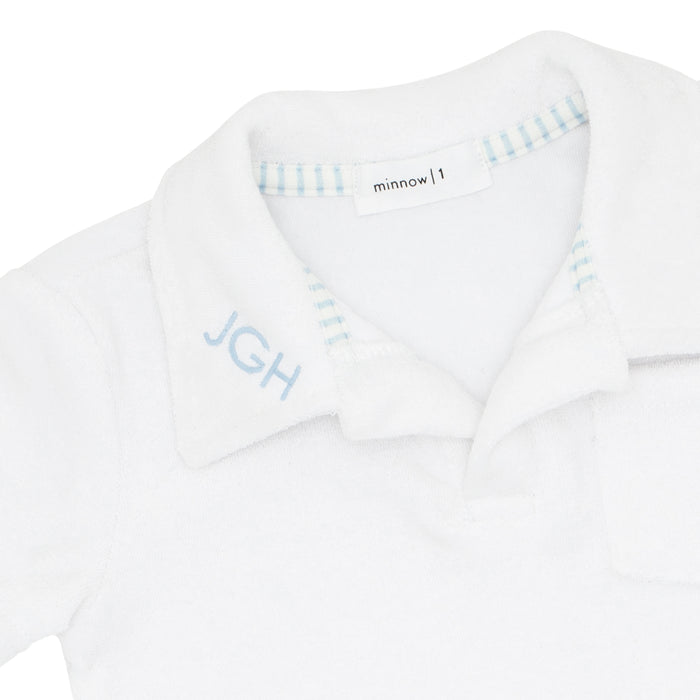boys white french terry polo
