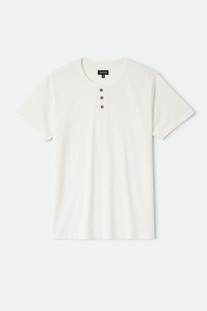 Men's Brixton Baseline Henley T-Shirt in the color Off White Vintage Wash - Front Product View